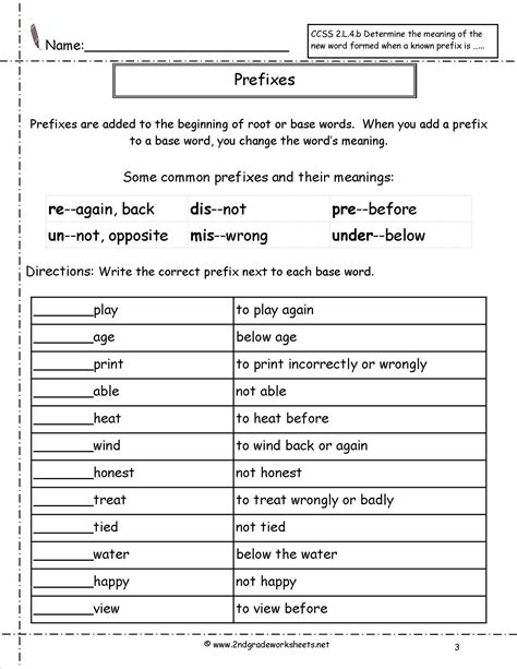 Prefix Worksheets 4th Grade