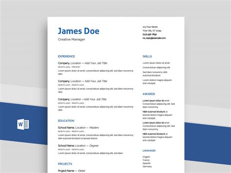 Preminum Resume Template Filetype Docx