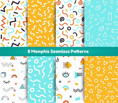 Download Premium Memphis Seamless Pattern PSD Files