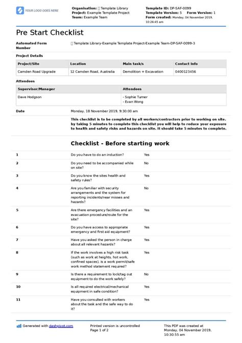 Preparation Checklist Before You Start