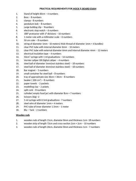 Preparation and Practical Requirements