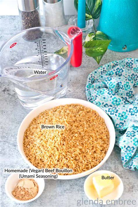 preparing ingredients brown rice