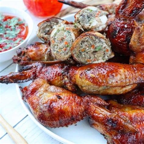 Preparing Sticky Rice Stuffed Chicken Wings