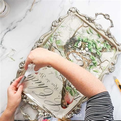 Preparing the Tray for Decoupage Project