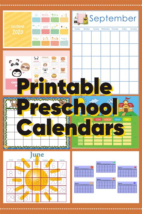 Preschool Calendar Templates