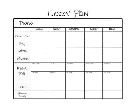 Blank Preschool Lesson Plan Templates at
