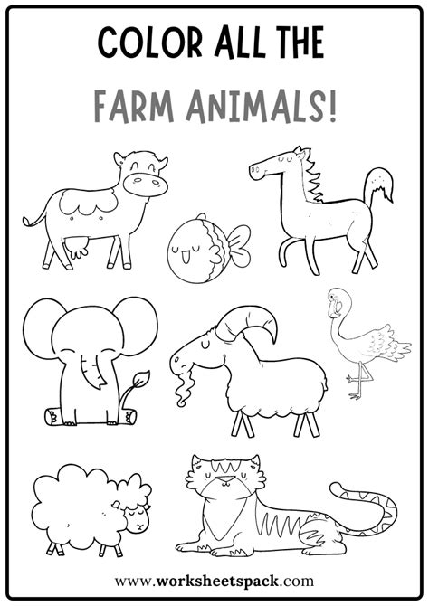 Preschool Animals Coloring Worksheet