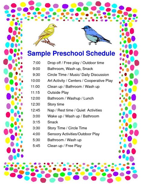 Preschool daily schedule Daily schedule preschool, Preschool schedule