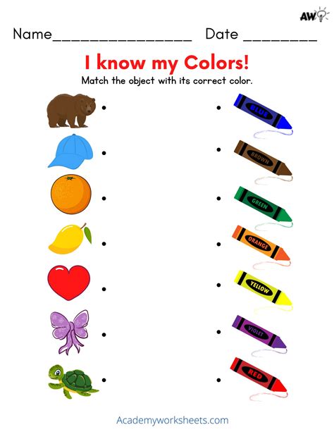Preschool Colors Worksheet For Kindergarten
