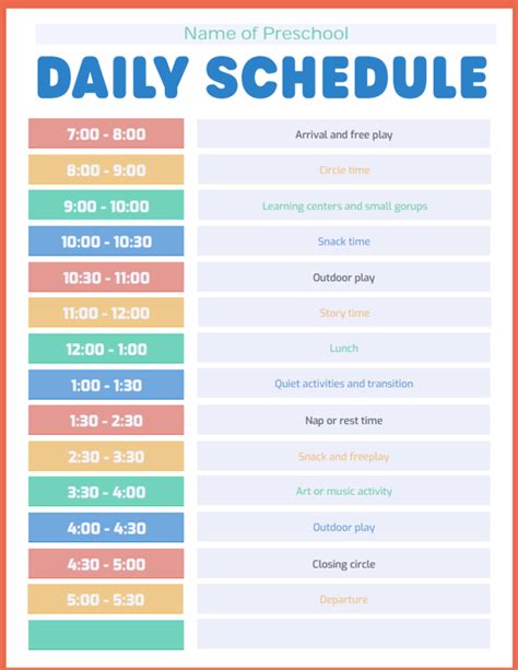 Schedule Preschool Sample PDF Teaching Groups of Children Pinterest