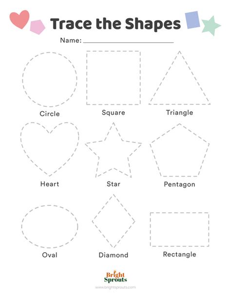 Preschool Worksheet Coloring Tracing Shapes