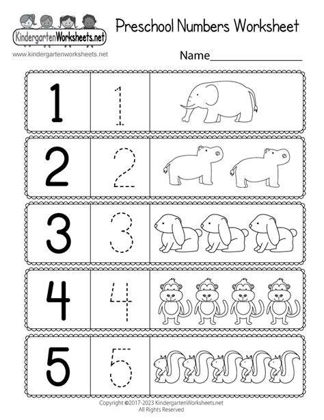 Preschool Worksheets Numbers