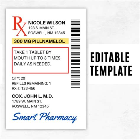 Prescription Bottle Label Template: A Comprehensive Guide