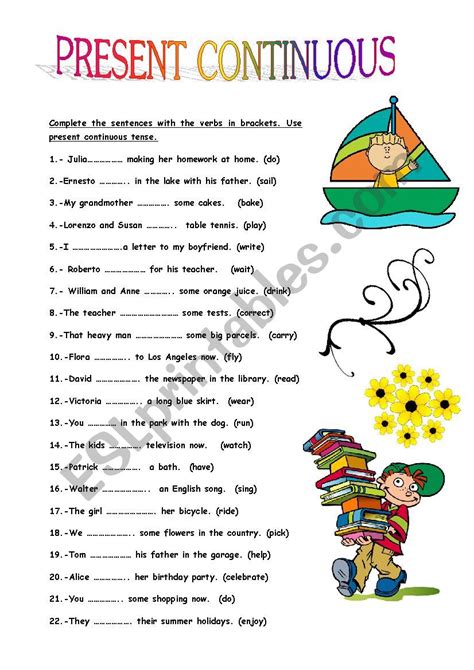 Present Continuous Tense Worksheet