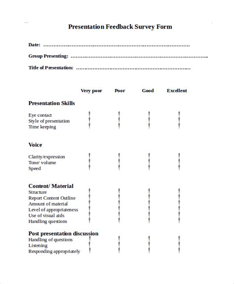 FREE 19+ Presentation Feedback Forms in PDF MS Word Excel