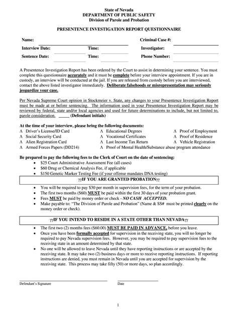 Presentence Investigation Report Template Form - Fill Out and Sign