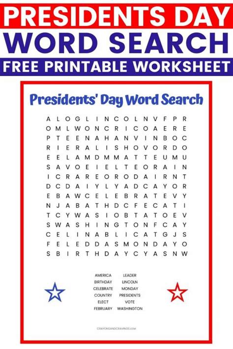Presidents Day Word Search Printable