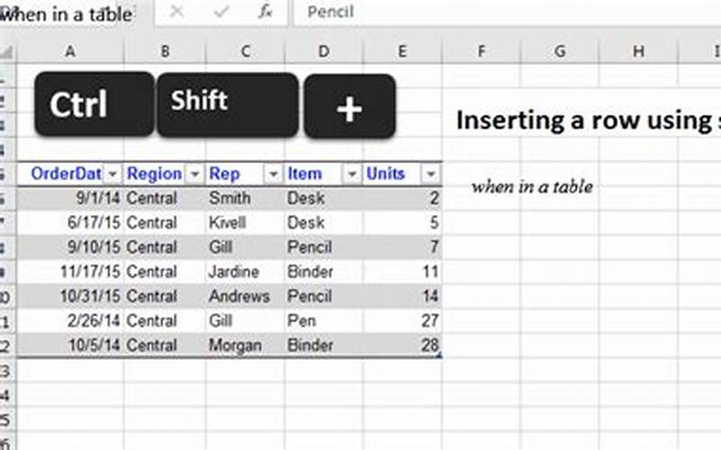 Press Control Shift + + To Insert A New Row