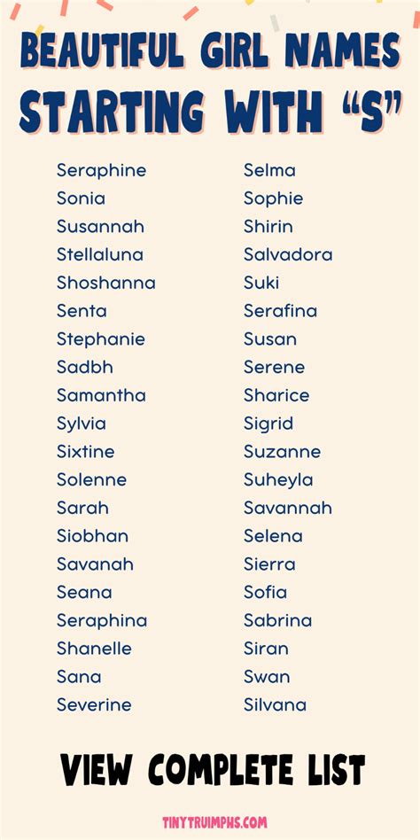 Pretty Girl Names That Start With S