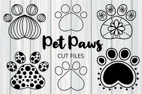 Download Pretty Pet Paw Prints Cut Files Files