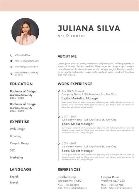 Pretty Resume Templates Free