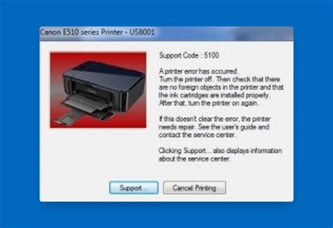 Prevent error 5100 on Canon IP2770 printer