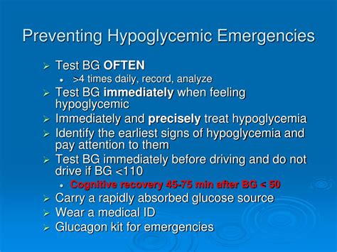 Preventing Hypoglycemic Emergencies