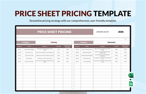 Price Sheet Template Google Sheets