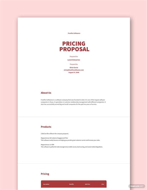 Pricing Proposal Template