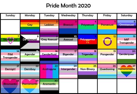 Pride Month Day Calendar