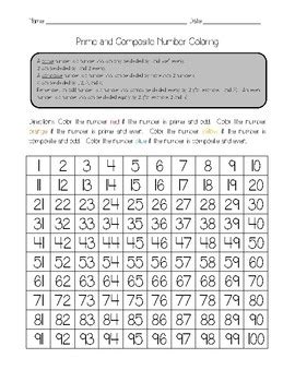 Prime and Composite Number Coloring Worksheet by Come Learn With Me