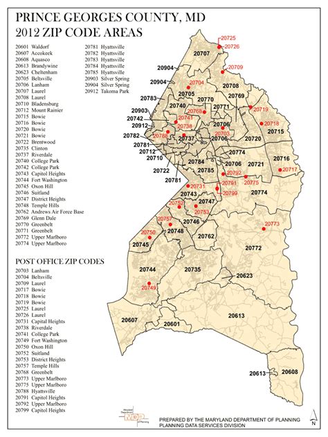 Prince County, VA Zip Code Wall Map Basic Style by MarketMAPS