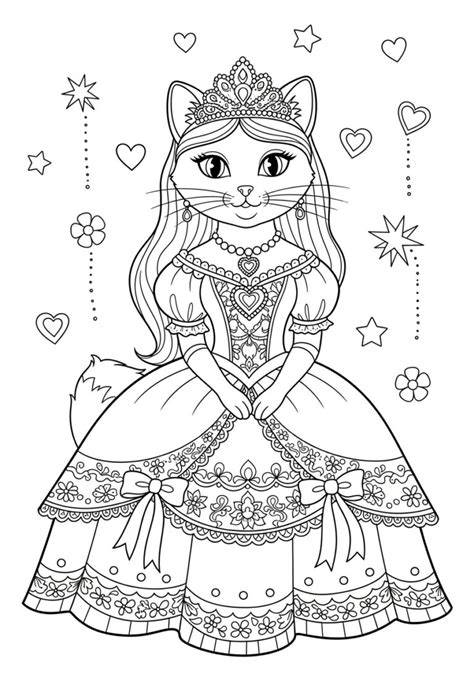 Princess Cat Coloring Pages