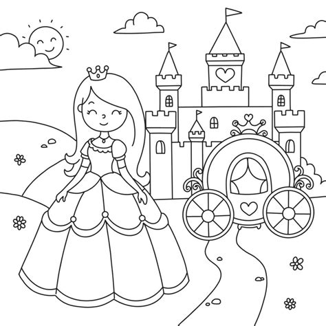 Princess In A Castle Coloring Pages