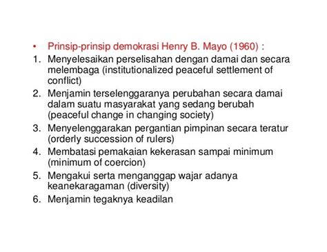 Sebutkan Prinsip-Prinsip Demokrasi Menurut Henry B. Mayo