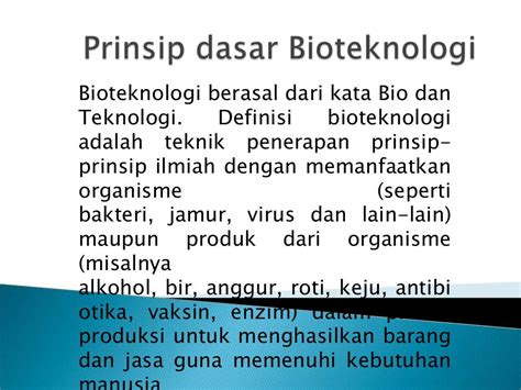 Prinsip-prinsip dalam Bioteknologi Industri