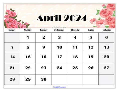 April 2024 calendar free printable calendar