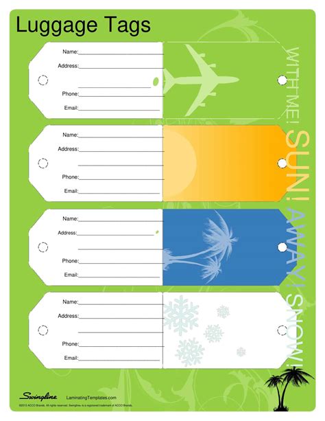Print Luggage Tag Template