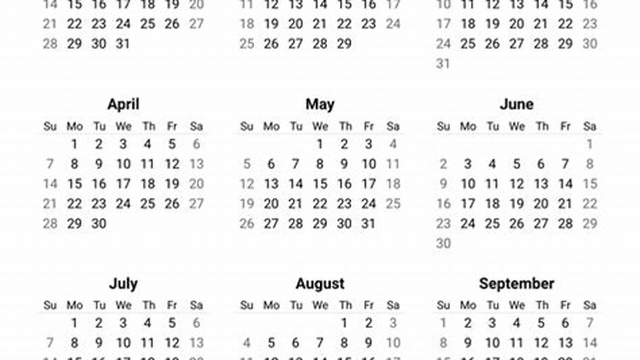 Printable 1 Year Calendar 2024