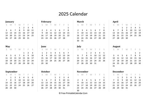 Printable 2025 Calendar One Page
