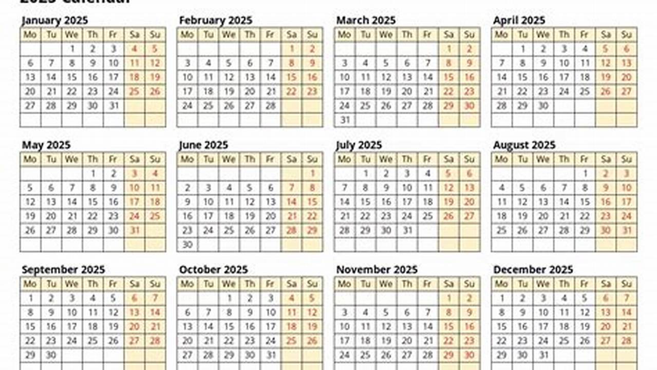Printable 2025 Calendar Week Starting Monday Bluest