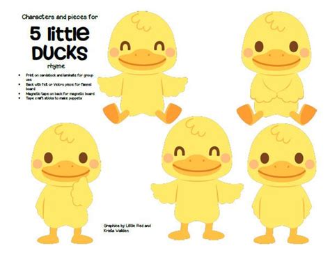 Printable 5 Little Ducks Clipart