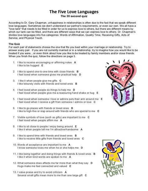 Printable 5 Love Languages Quiz Pdf