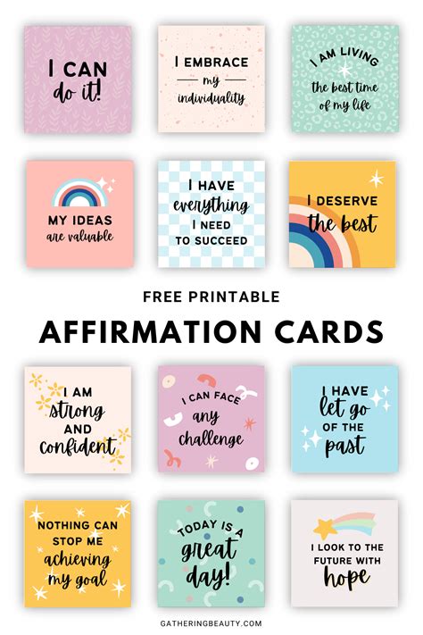 Printable Affirmation Card Templates