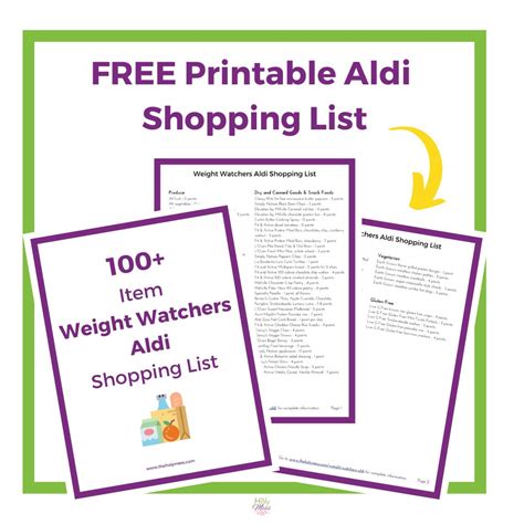 Printable Aldi Weight Watchers List
