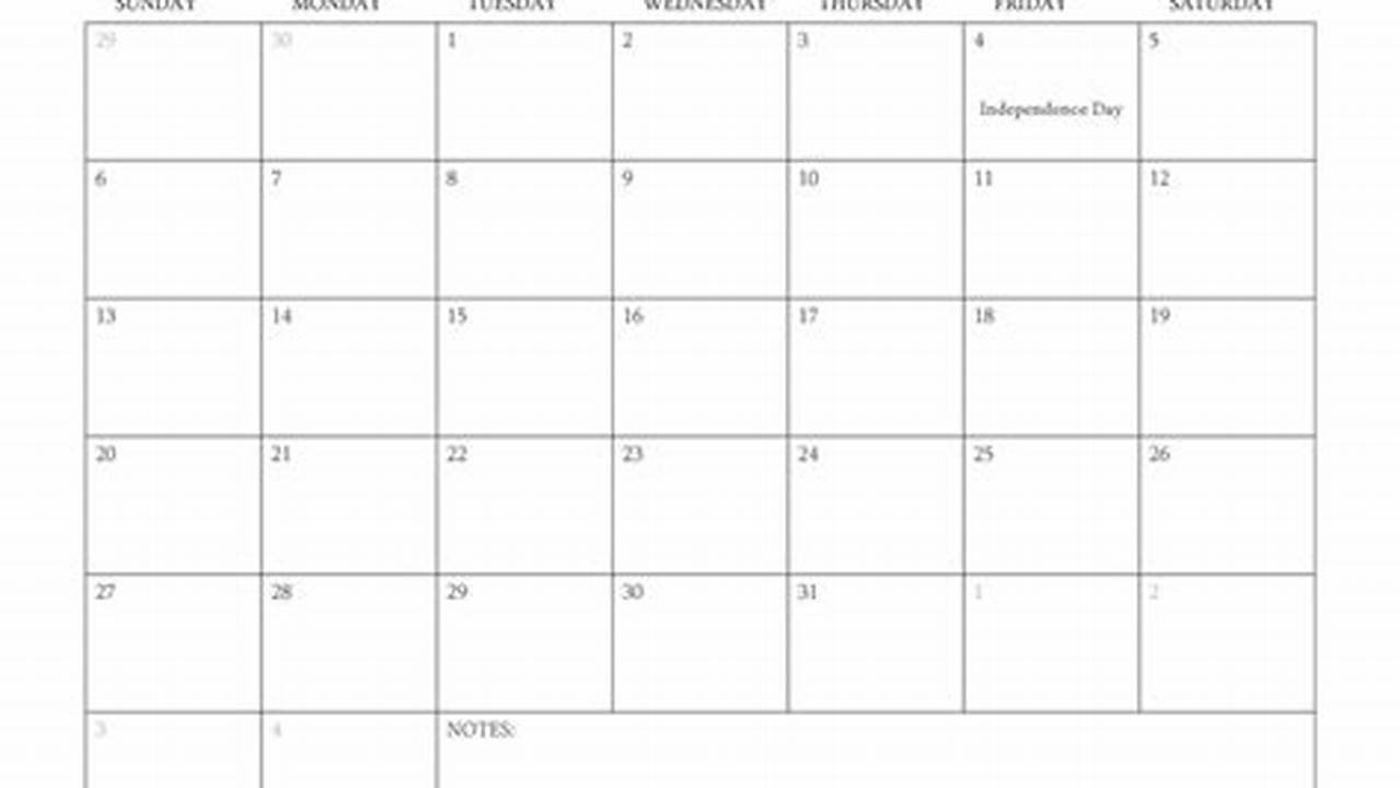 Printable And Editable Calendar July 2025
