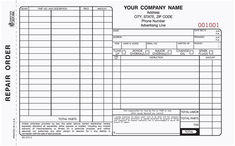 Printable Automotive Work Orders Free