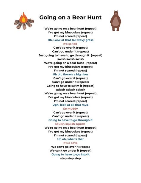 Printable Bear Hunt Lyrics