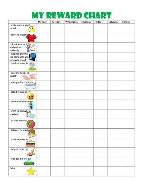 Printable Behavior Reward Chart