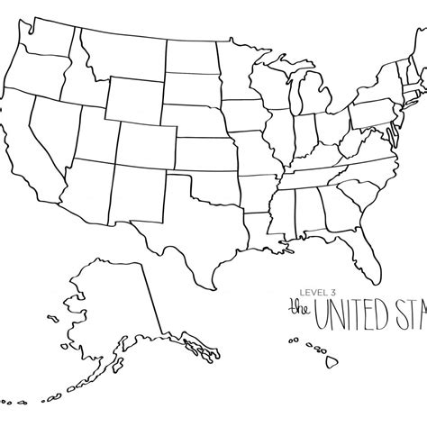 Printable Black And White Map Of The United States